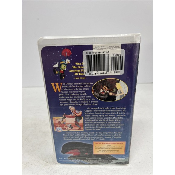 Pinocchio (VHS, 1999, Clam Shell Gold Collection) FACTORY SEALED - Picture 7 of 9